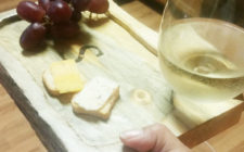 Wine glass holder with serving tray